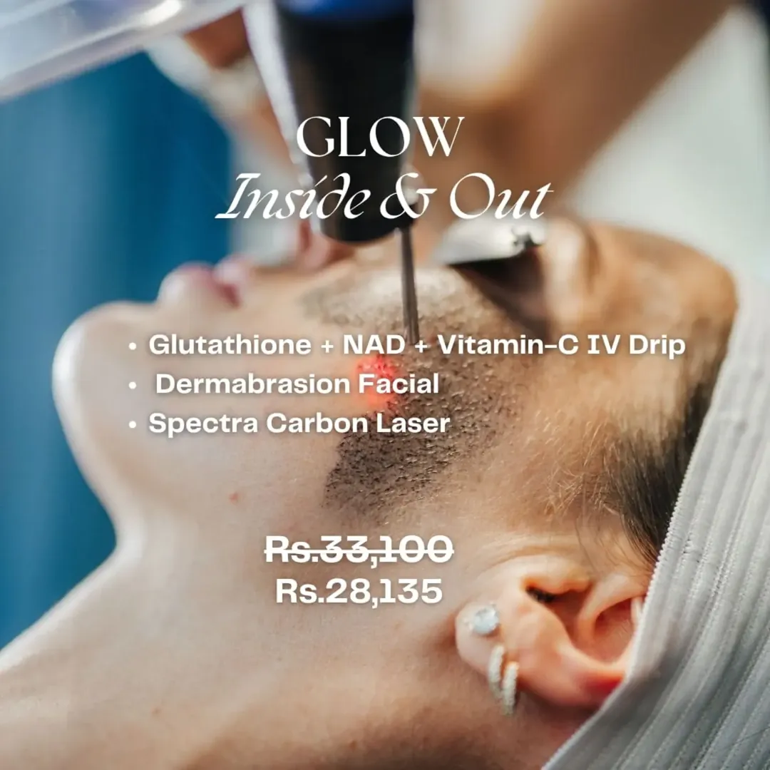 Glow Inside & Out deal: glutathione NAD vitamin C IV drip, dermabrasion facial and Spectra carbon laser
