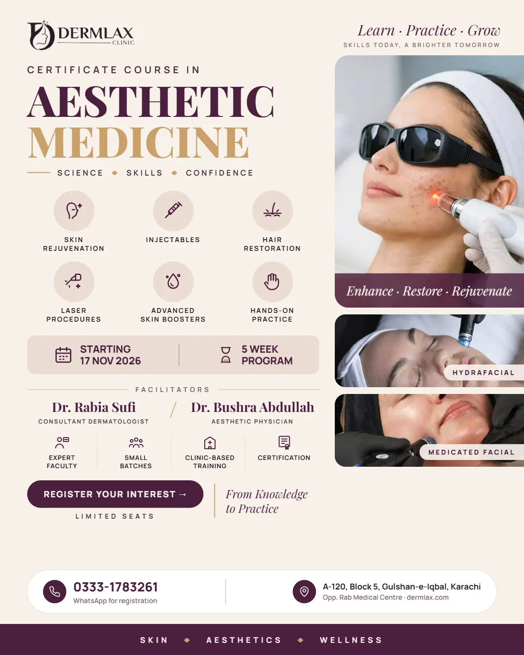 Dermlax Certificate Course in Aesthetic Medicine poster